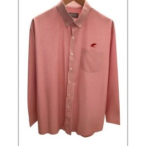 Southern Collegiate Mens Red White Micro Check Elephant Shirt Large Pima Cotton